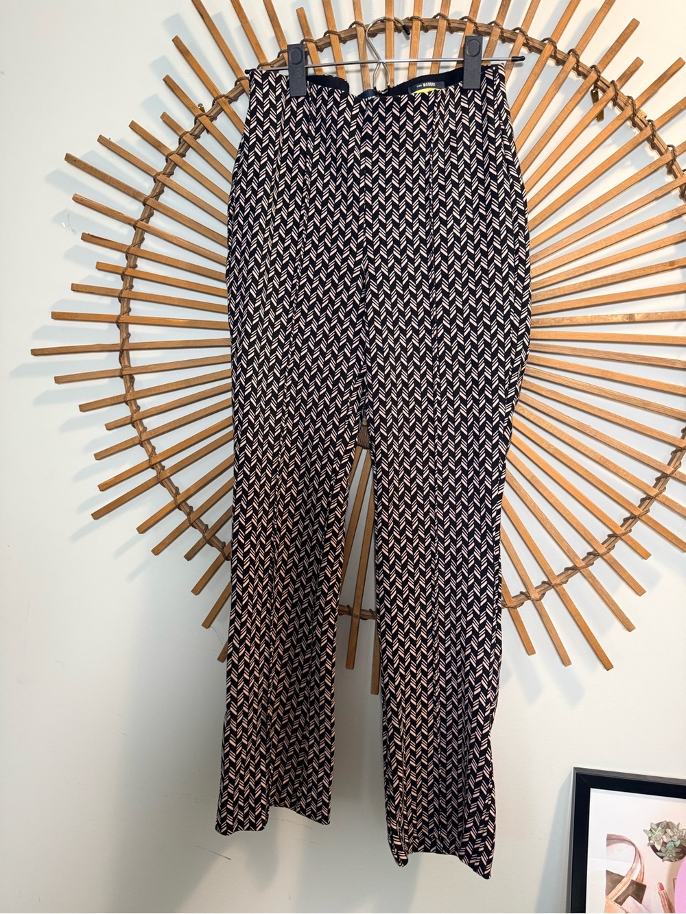 Anthropologie Maeve Margot Kick Flare Pull On Pants Stretch Patterned Workwear